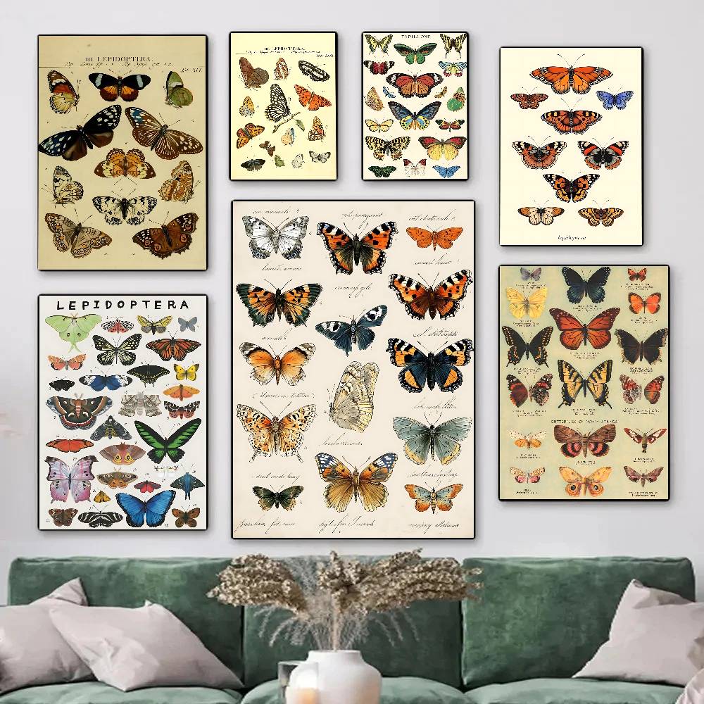 Vintage Collectible Posters - Vintage-Poster mit Schmetterlingen und Insekten, HD-Druck,
