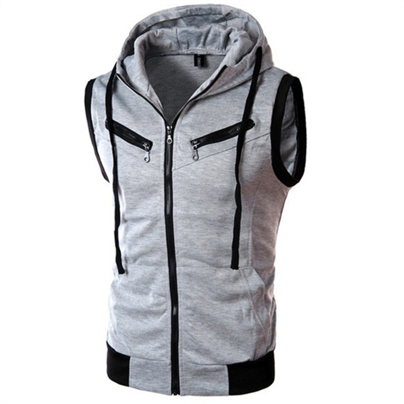 Vintage Zip Hoodie - Neue männer Mit Kapuze Ärmellose Westen