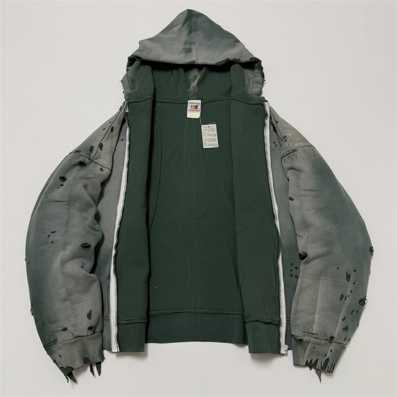 Vintage Zip Hoodie - Vintage SAINT Mxxxxxx Oversized Reißverschluss-Jacken für