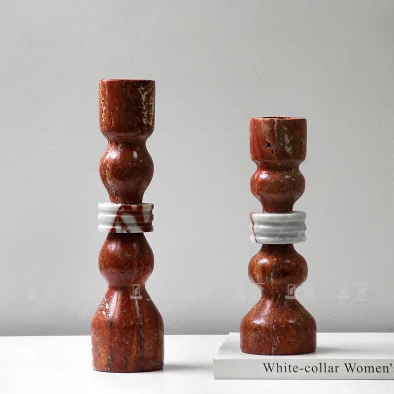 Vintage Collectible Marbles - Marmor-Kerzenhalter Vintage Tisch-Kerzenständer Wohnzimmer-Tischdekoration Kerzenleuchter Hochzeitsdekoration