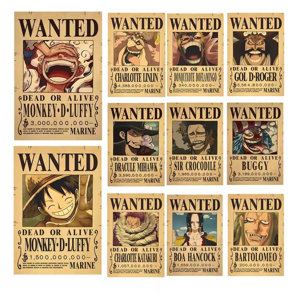 Vintage Collectible Posters - Anime One Piece Wanted-Plakate Luffy Gear