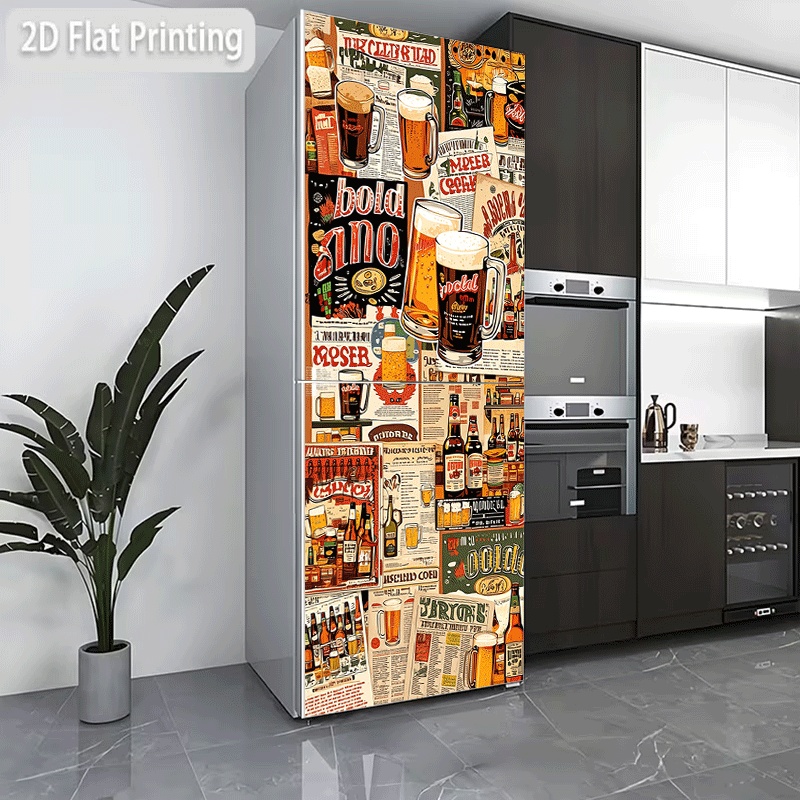 Vintage Collectible Posters - Kühlschrankaufkleber, Kühlschrank- und Spülmaschinenaufkleber, Vintage-Bier-Poster-Kollektion, Themendesign,
