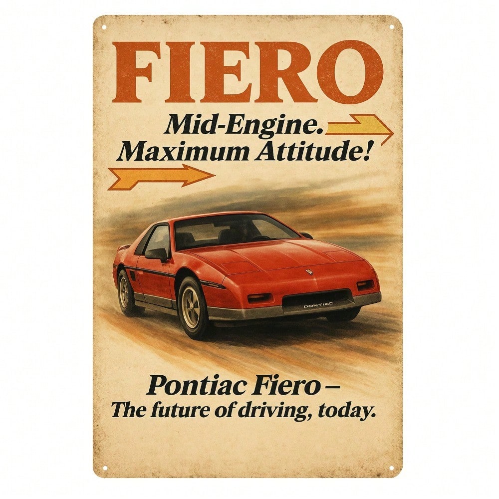Vintage Collectible Posters - VSKFRS Vintage Metall-Blechposter 20x30cm Pontiac Fiero