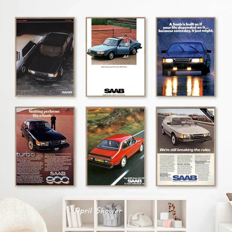 Vintage Collectible Posters - Klassische Vintage Saab 900 Turbo Cars