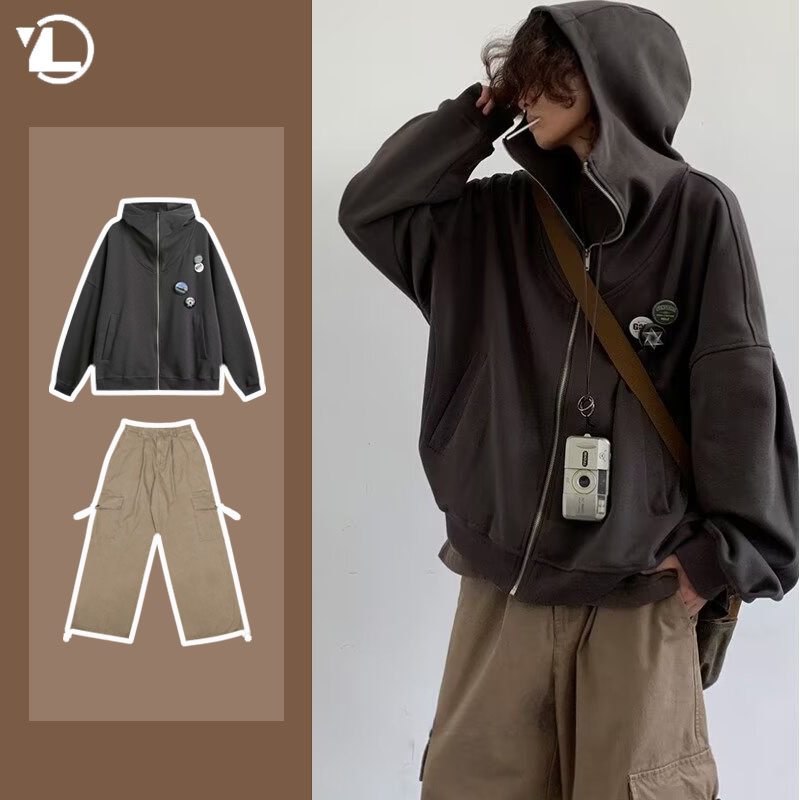 Herbst College Casual Set Männ – Vintage Zip Hoodie Bewertung und Preis
