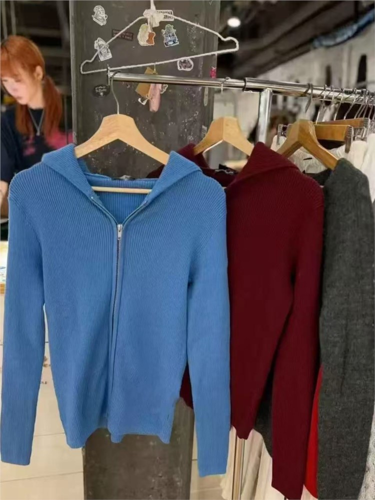 Blaue Strick-Hoodies für Damen – Vintage Zip Hoodie Bewertung und Preis