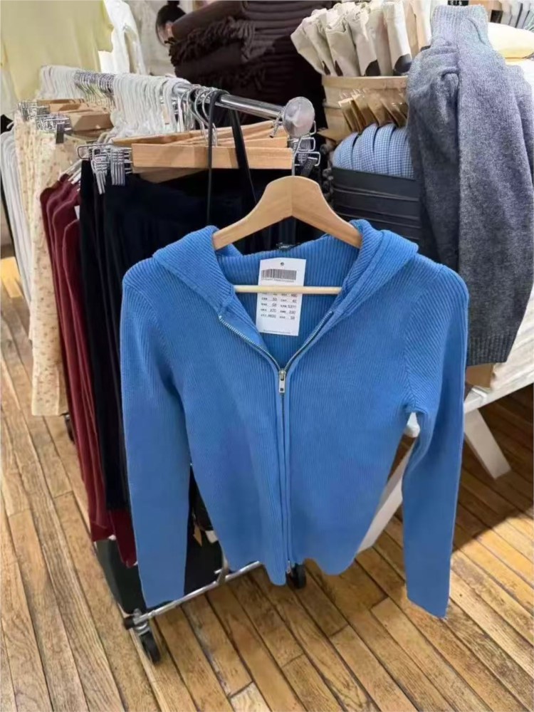 Blaue Strick-Hoodies für Damen – Vintage Zip Hoodie Bewertung und Preis