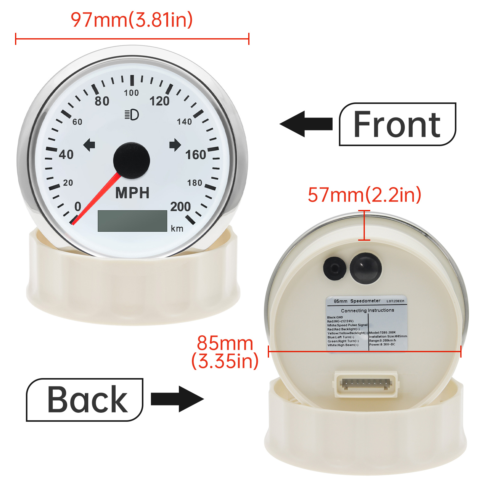 125 200 MPH KMH 85 mm Tachoanz – Analog Meter Gauge Bewertung und Preis